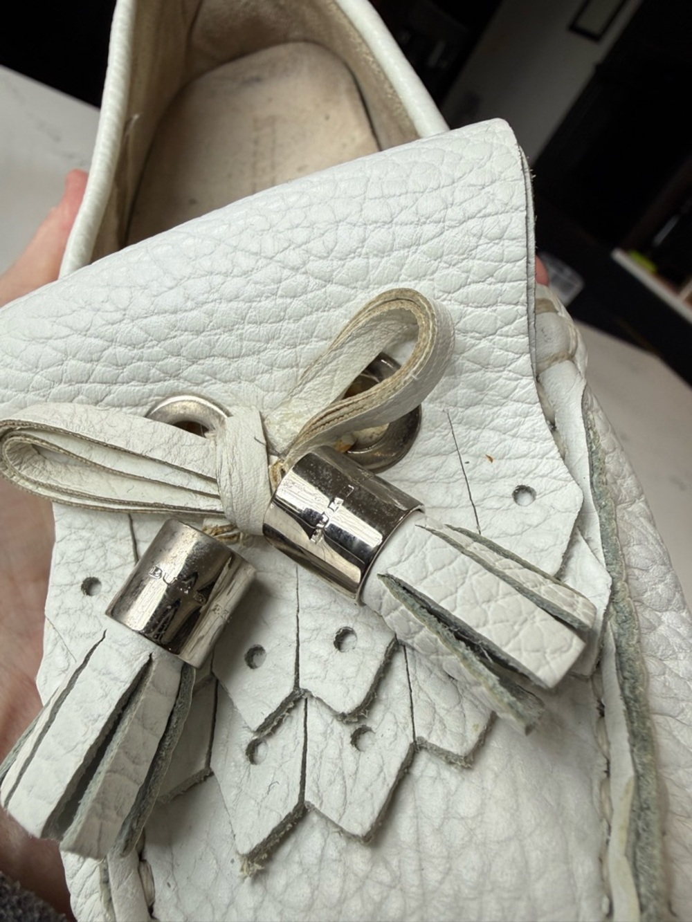 Burberry White Leather Tassel Loafers 37 - Picture 6 of 9
